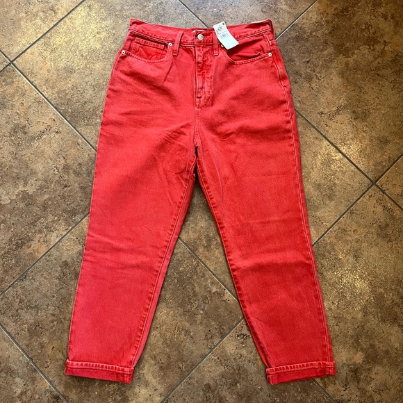 Madewell The Mom Jean High Rise in Red Size 29. NWT! - Picture 5 of 11